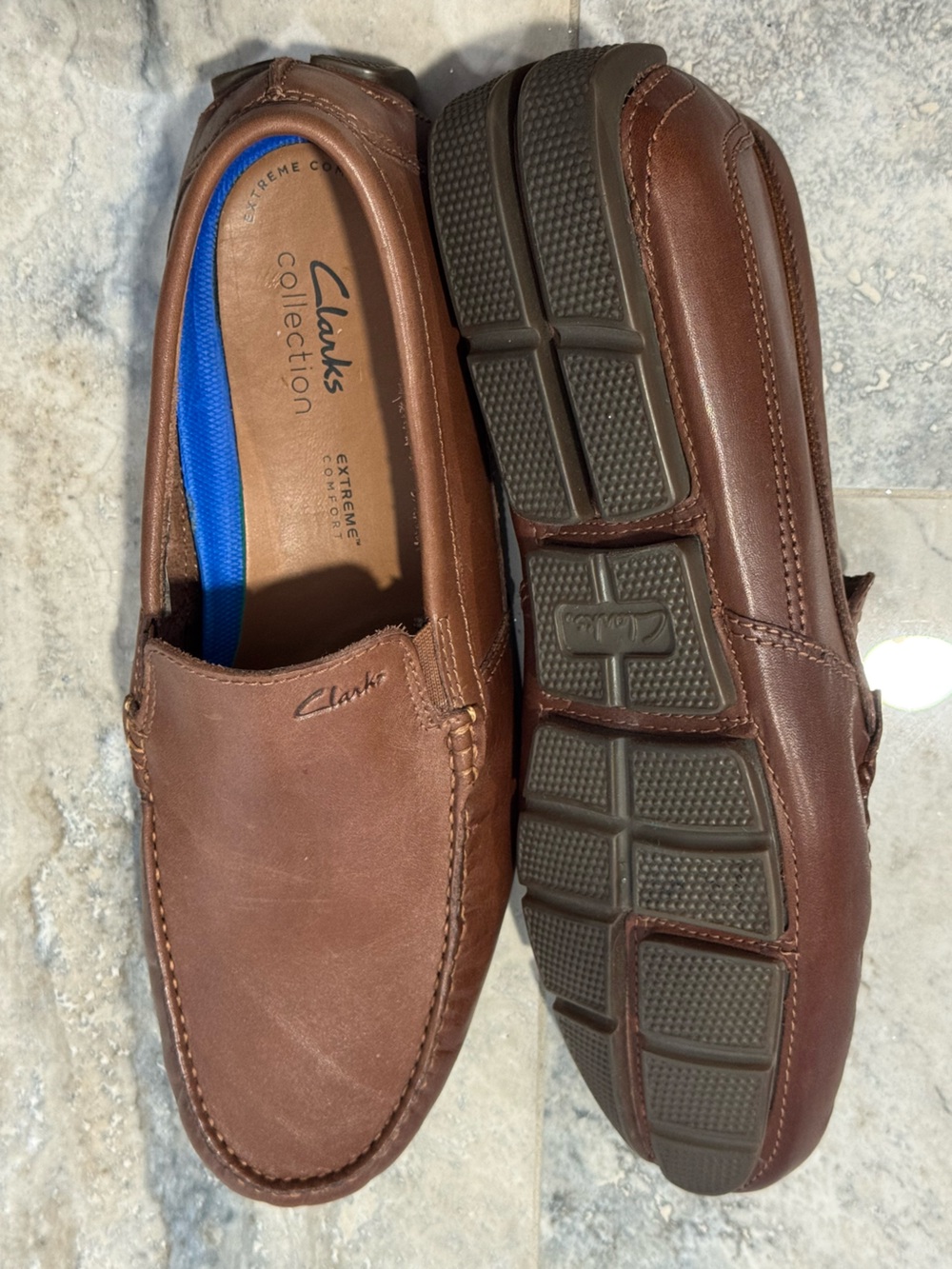 NWOT Clarks Brown Leather Slip-On Loafers for Men - Picture 5 of 8